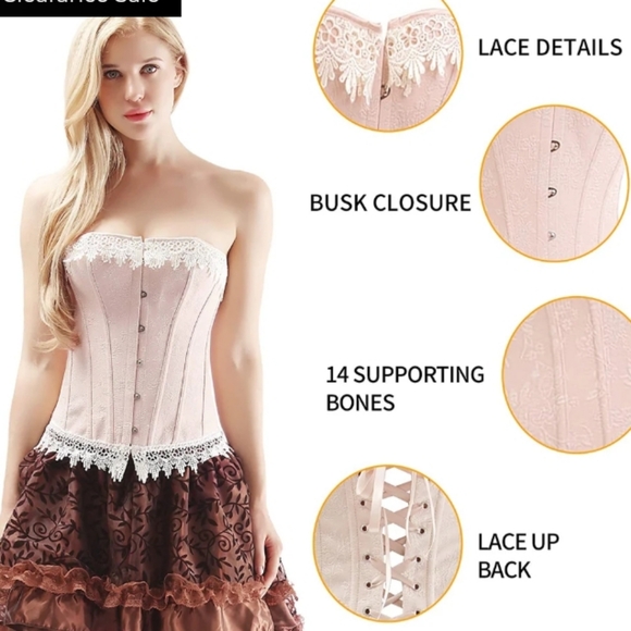 Romantic Blush Pink Brocade Corset Top - Picture 5 of 11